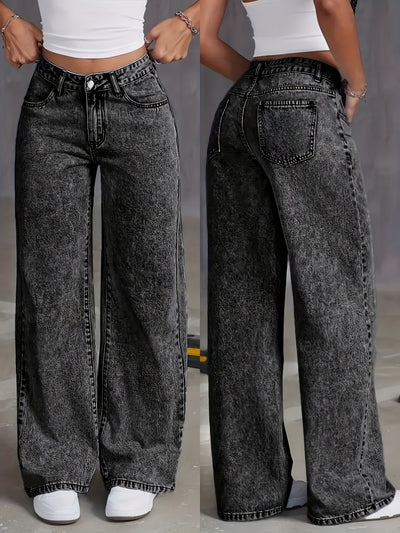 Stone Wash Street Wide-Leg Jeans