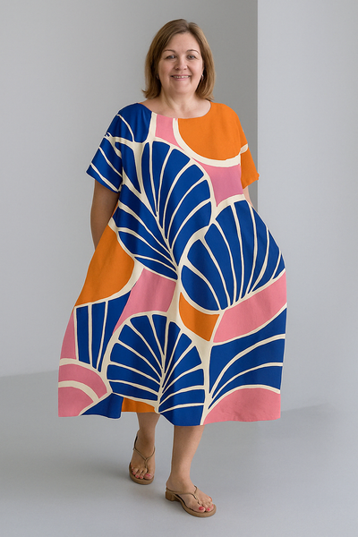 Vibrant Tummy Covering Dress | PEONY