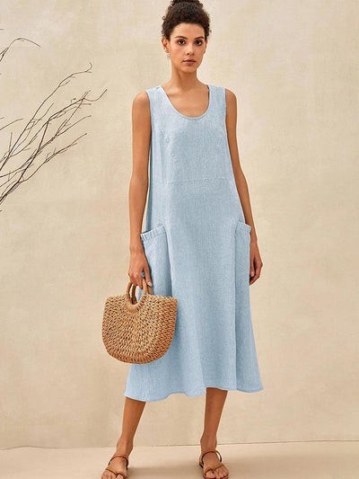 100% Linen Swing Beach Tank Dress GIANA