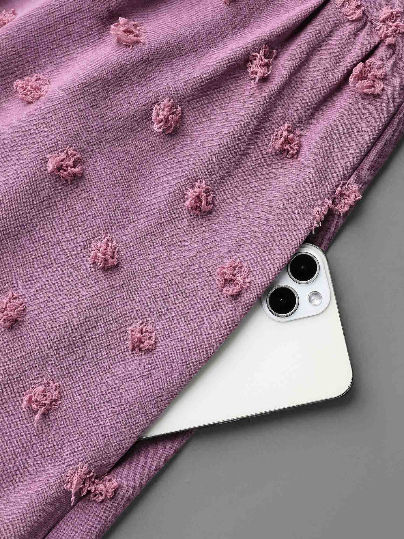 V-Neck Textured Batwing Sleeve Midi Dress