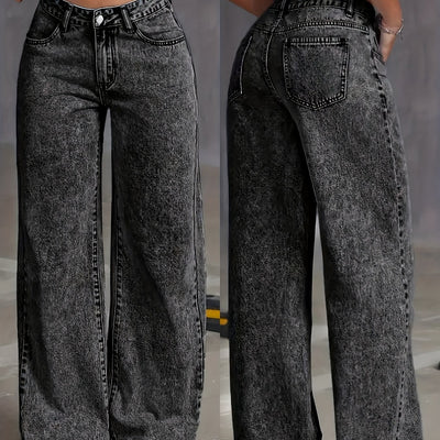 Stone Wash Street Wide-Leg Jeans