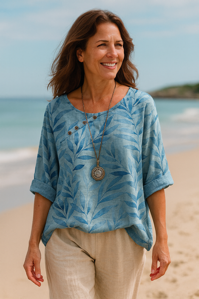 Celia | Nature Inspired Button Detail Top