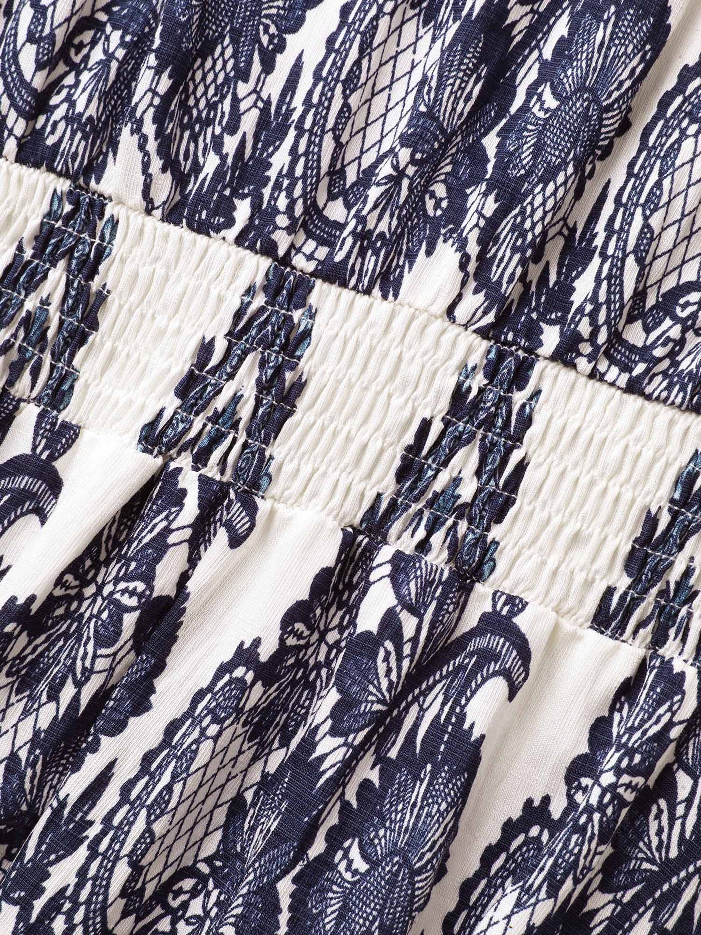 Boho Print Shirred Cami Midi Dress