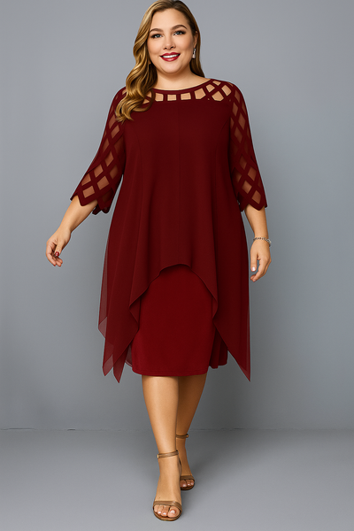Elegant Lace Sleeve Tummy Covering Dress | MALAGA