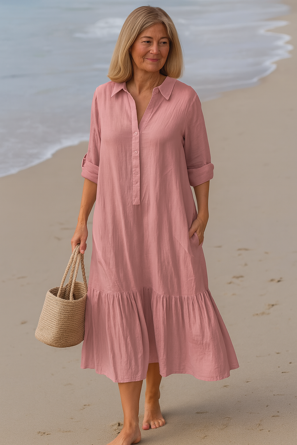 Cavell™ – Collared Dress with Flowing Hem
