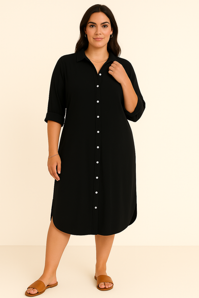 Cotton Tummy Covering Shirt Dress | BARCELONA