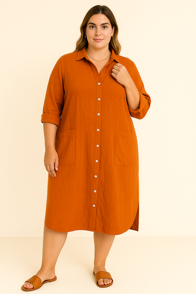 Cotton Tummy Covering Shirt Dress | BARCELONA