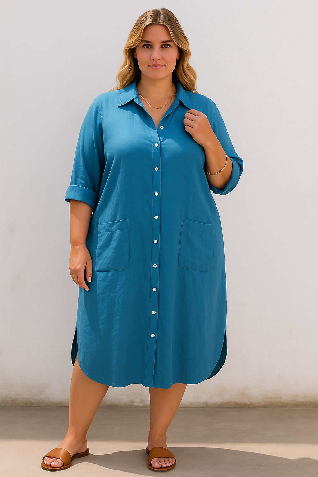 Cotton Tummy Covering Shirt Dress | BARCELONA