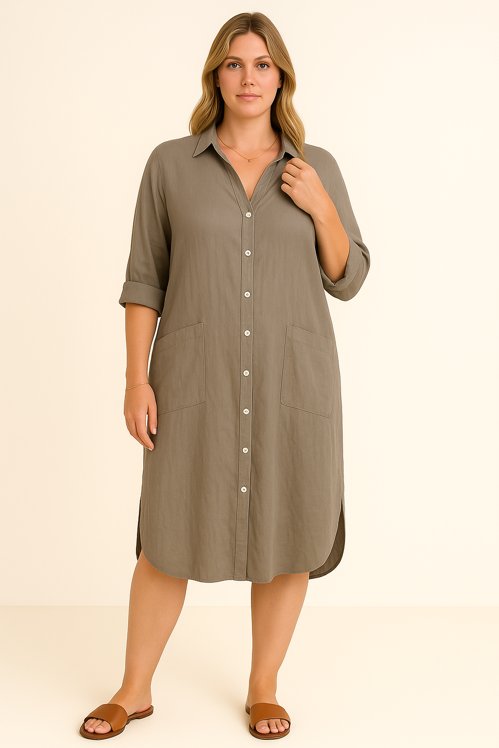 Cotton Tummy Covering Shirt Dress | BARCELONA