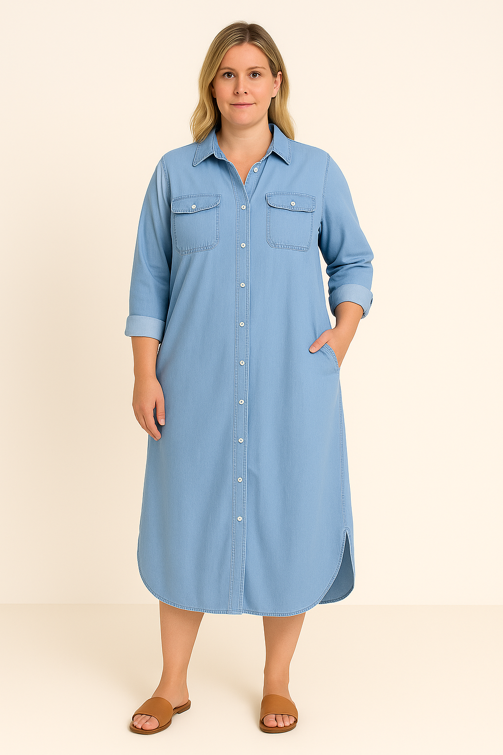 Denim Style Tummy Covering Dress | SYDNEY