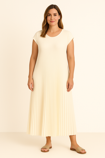 Pleated Tummy Covering Dress | LONDON