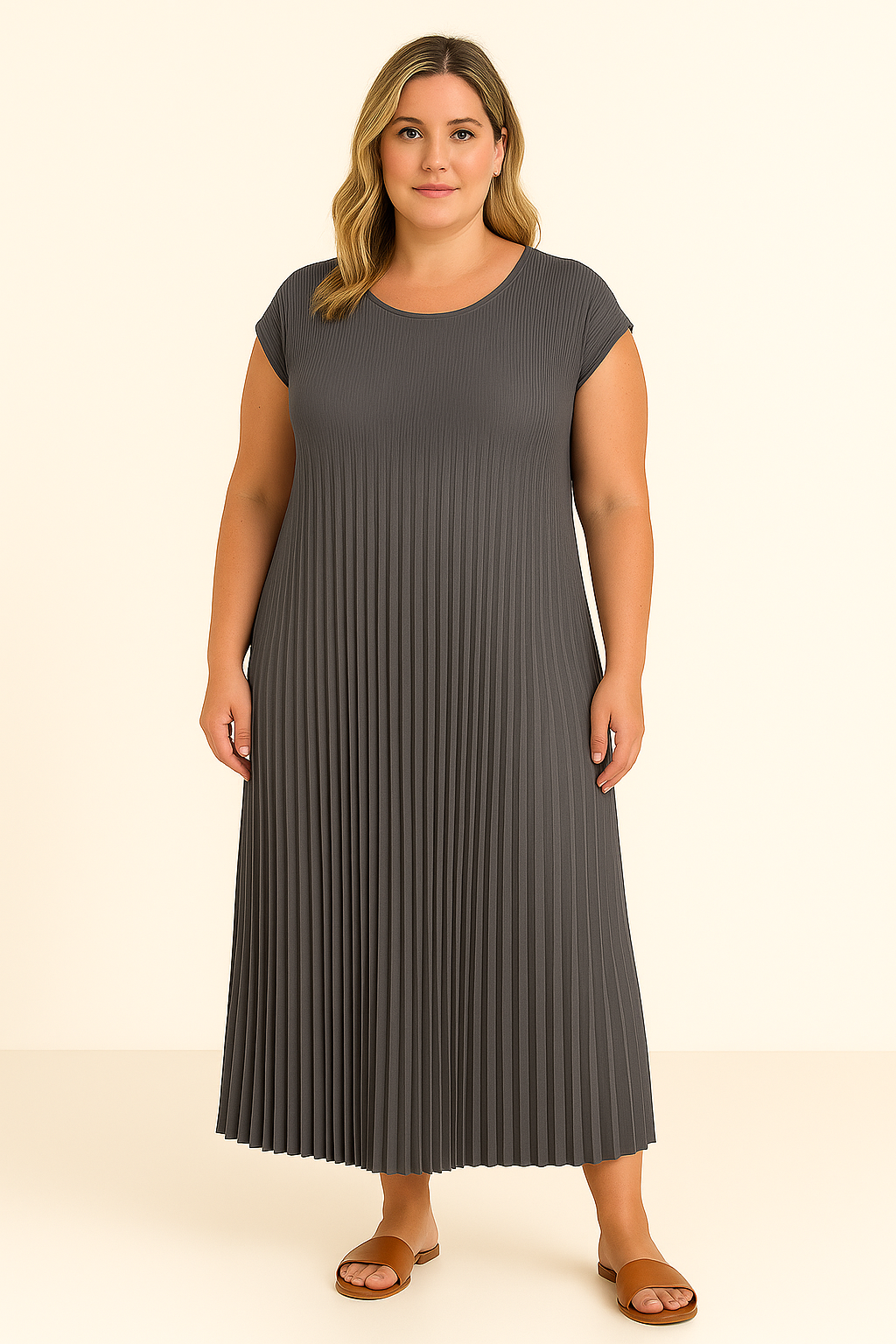 Pleated Tummy Covering Dress | LONDON