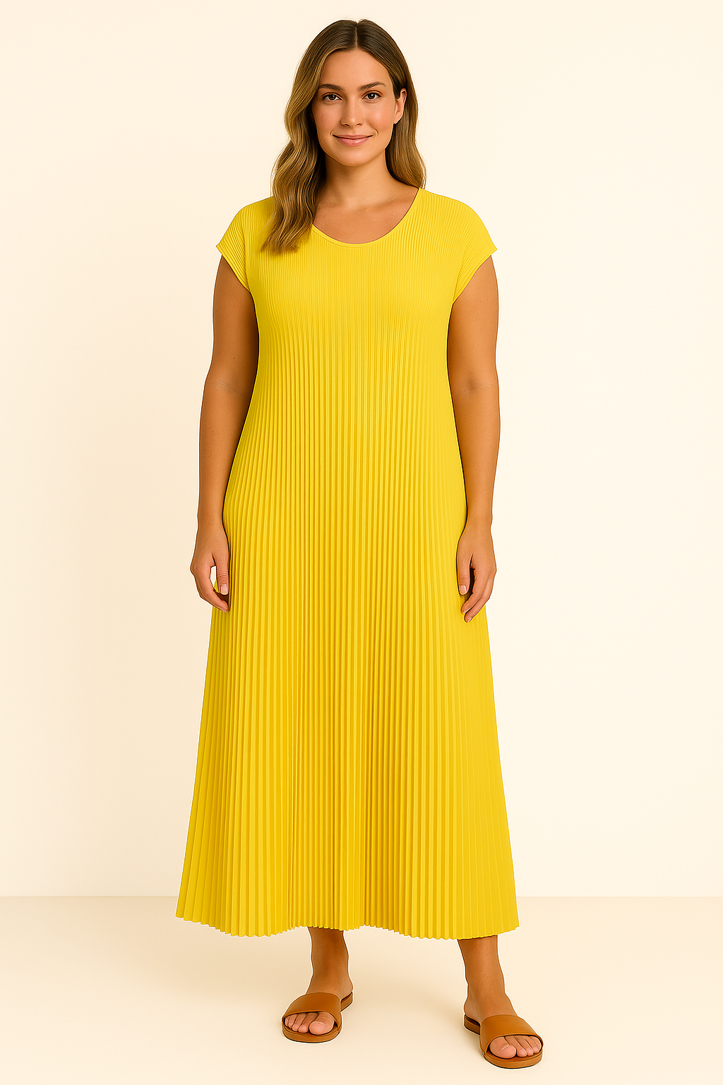 Pleated Tummy Covering Dress | LONDON