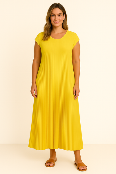 Pleated Tummy Covering Dress | LONDON