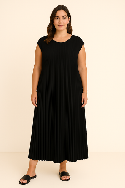 Pleated Tummy Covering Dress | LONDON