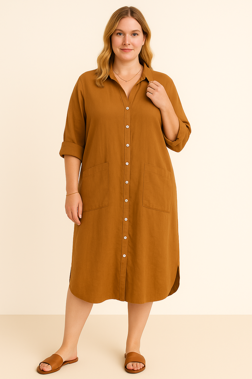 Cotton Tummy Covering Shirt Dress | BARCELONA