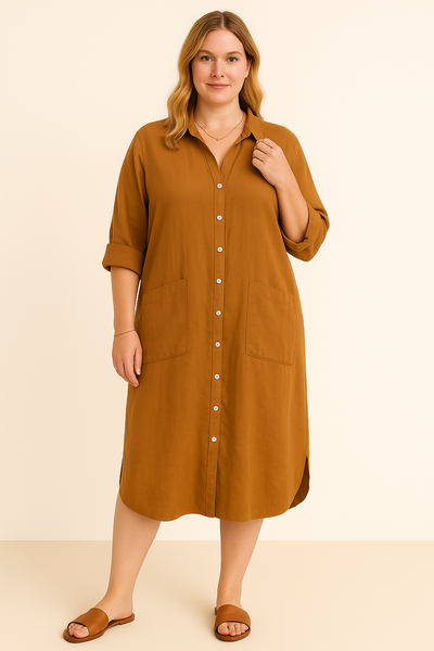 Cotton Tummy Covering Shirt Dress | BARCELONA