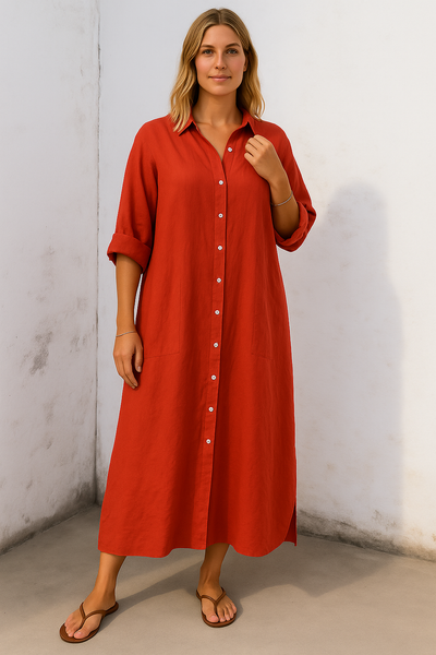 Cotton Tummy Covering Shirt Dress | BARCELONA