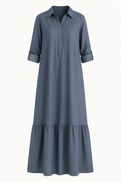 Half Button Tummy Covering Dress | NEW YORK