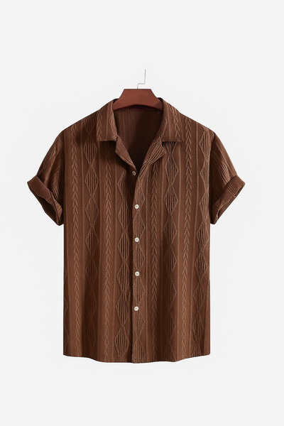 Retro Patterned Linen Shirt