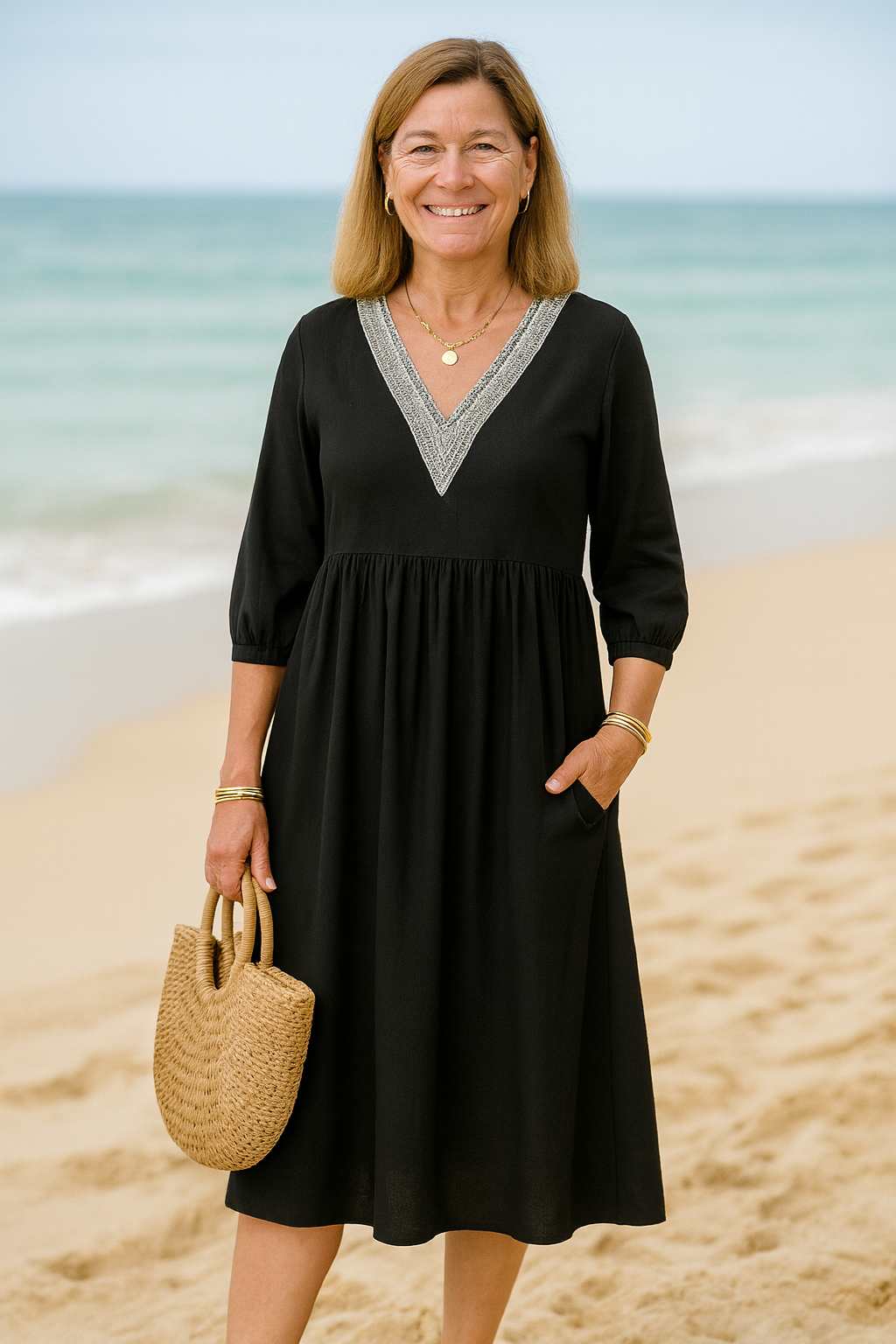Cavell™ – Stylish V-Neck Summer Dress with Relaxed Fit