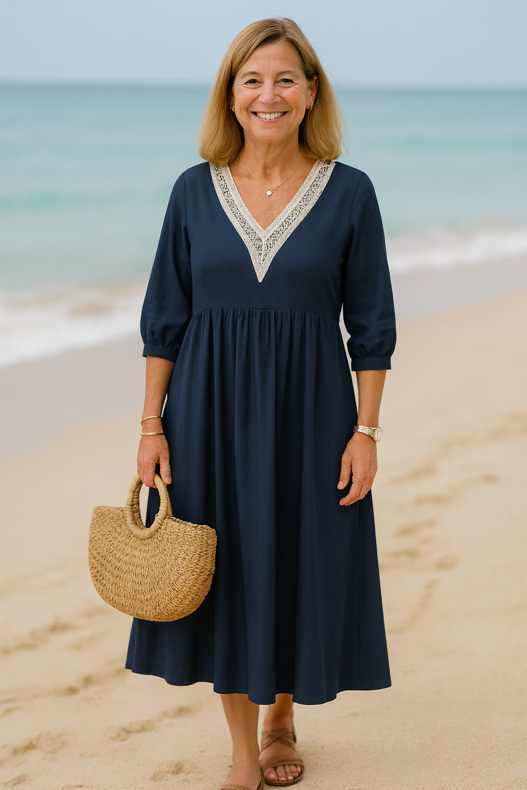 Cavell™ – Stylish V-Neck Summer Dress with Relaxed Fit