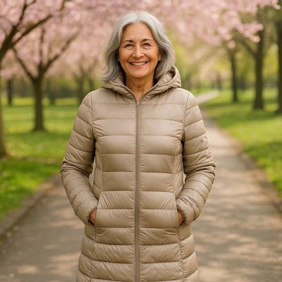 Helsa Long Padded Mid-Season Jacket | Champagne