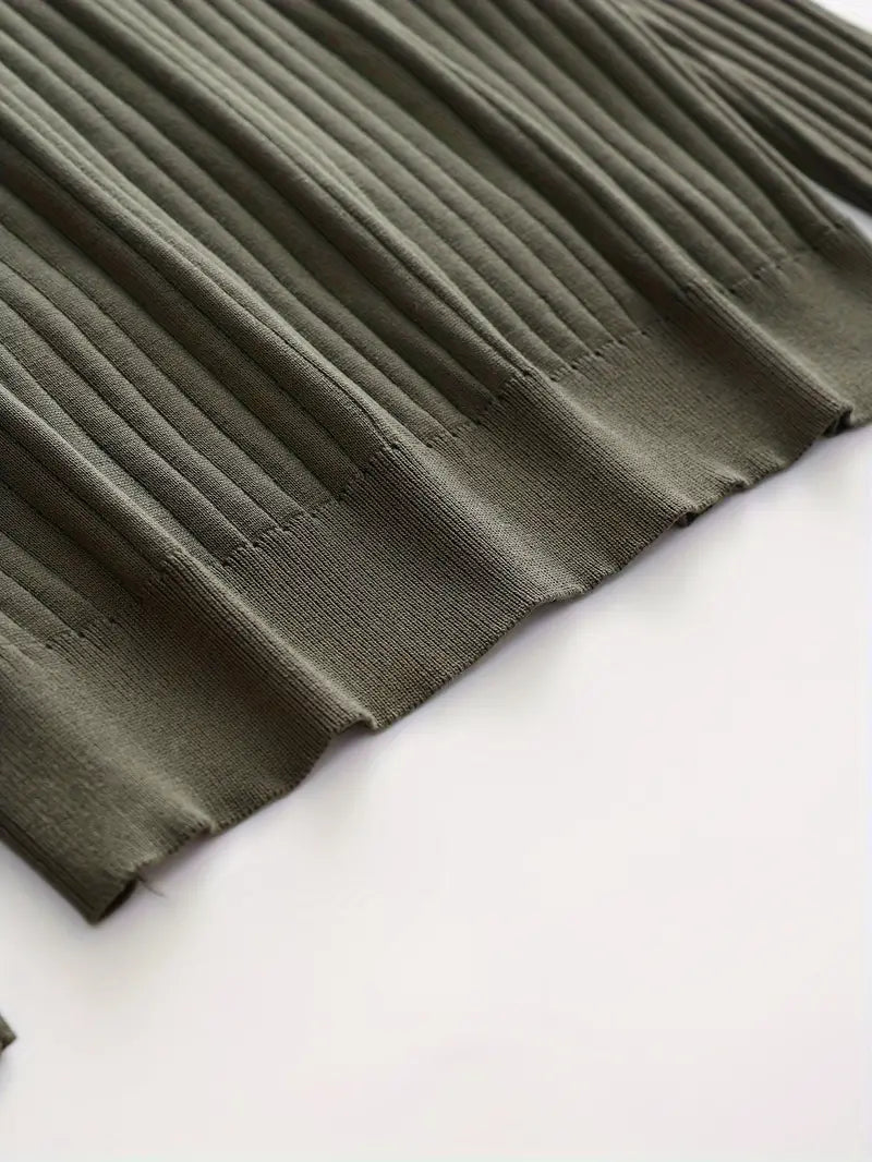 Fine Ribbed Knit Polo With Long Sleeves