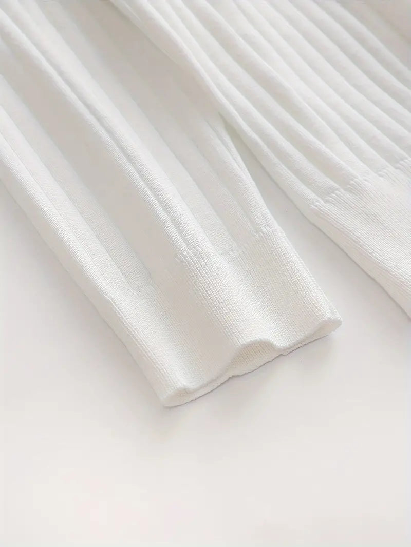 Fine Ribbed Knit Polo With Long Sleeves