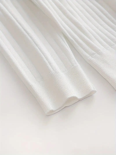 Fine Ribbed Knit Polo With Long Sleeves