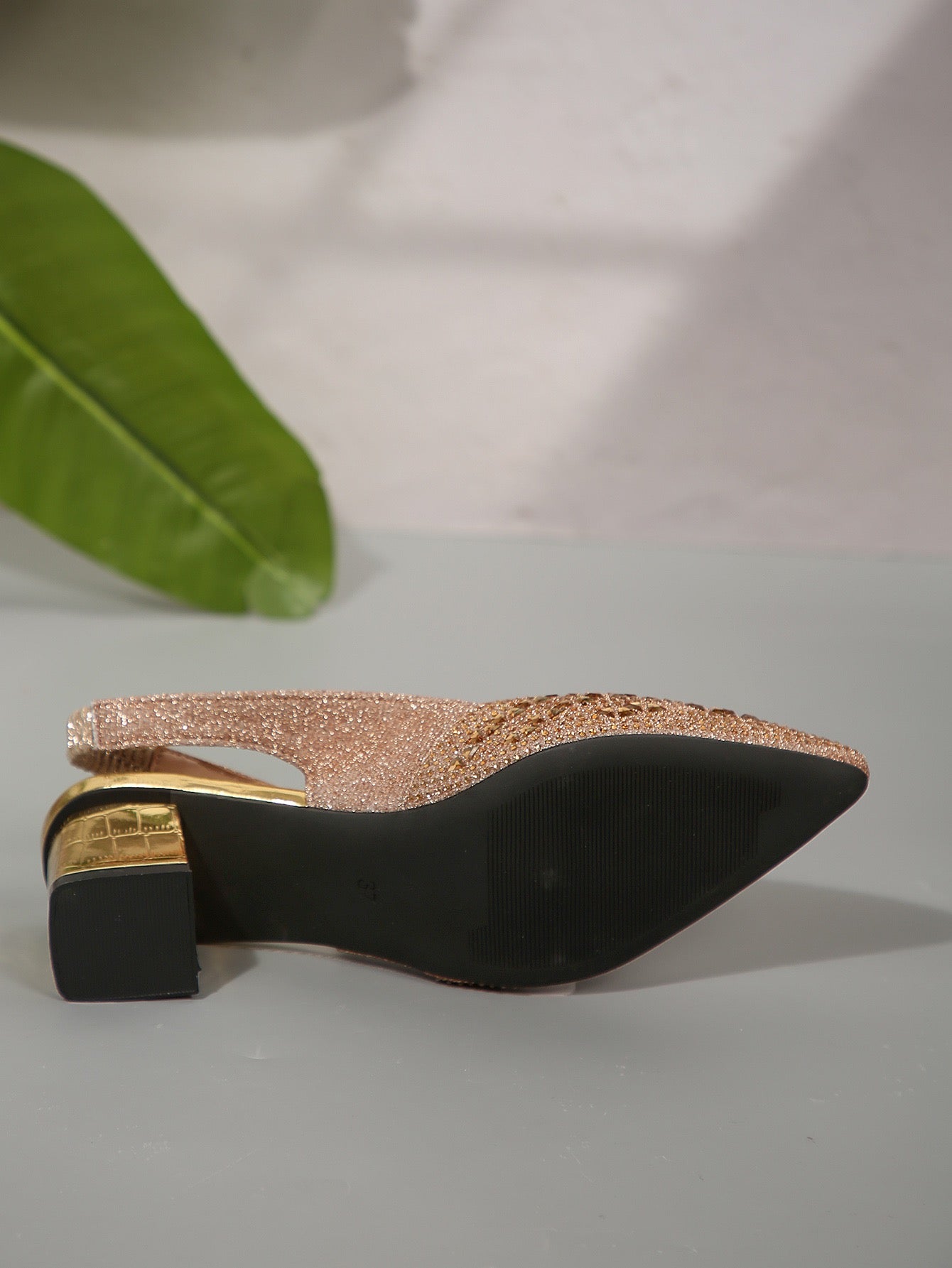 Rhinestone High Heel Chunky Heel Sandals