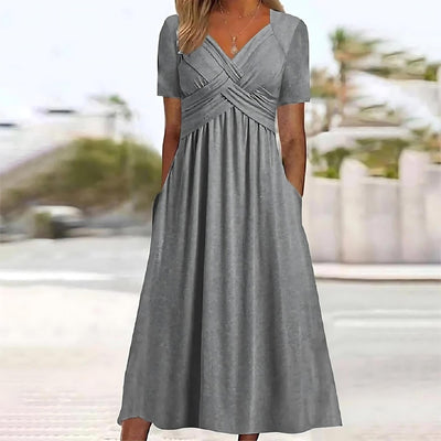 Layla - Elegant Midi Dress with Tummy Coverage