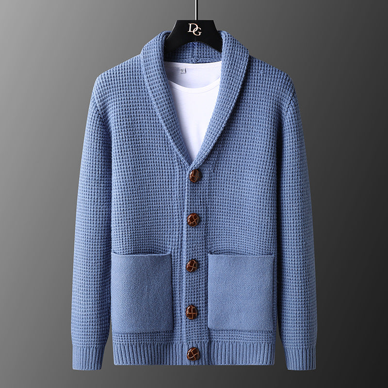 Matteo Waffle-Knit Shawl Cardigan