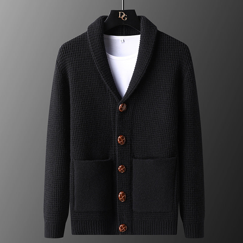 Matteo Waffle-Knit Shawl Cardigan