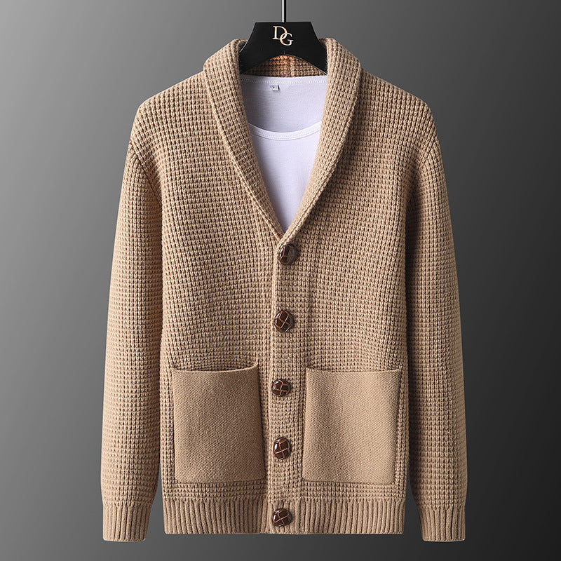 Matteo Waffle-Knit Shawl Cardigan