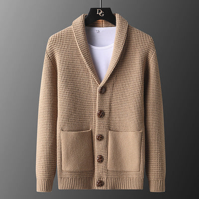Matteo Waffle-Knit Shawl Cardigan