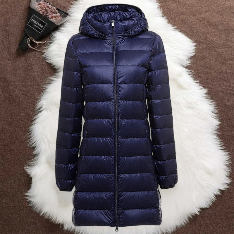 Helsa Long Padded Mid-Season Coat | Dark Blue