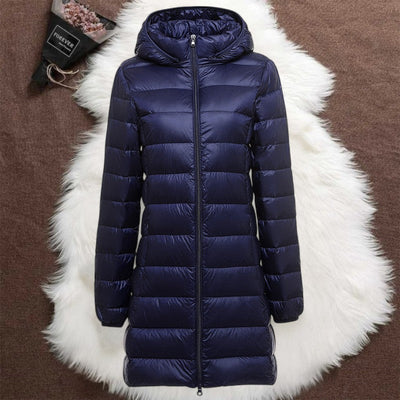 Helsa Long Padded Mid-Season Coat | Dark Blue