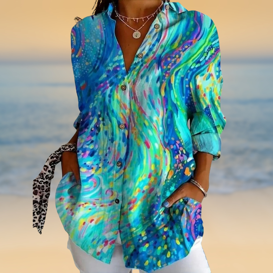 AYLARIA™ | ABSTRACT WATERCOLOR BLOUSE