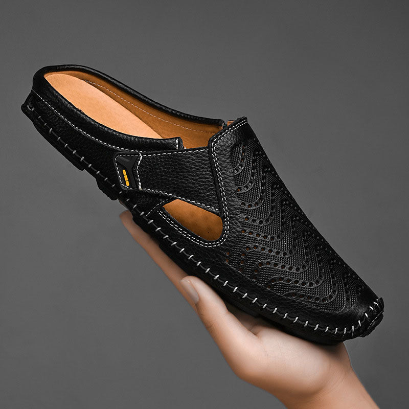 Giuliano Perforated Leather Sandals