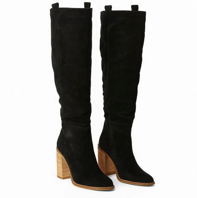 SUEVIA™ | SUEDE BLOCK HEEL BOOTS