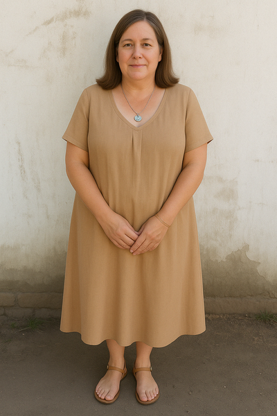 Casual Linen V-Neck Tummy Covering Dress | OSLO