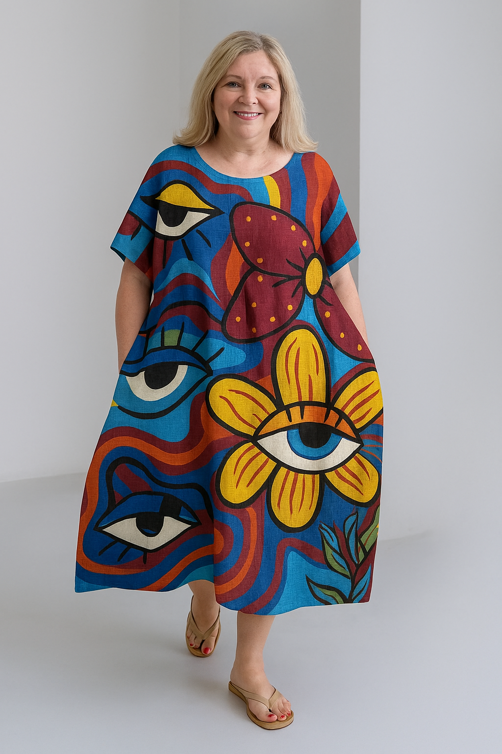 Vibrant Tummy Covering Dress | PEONY