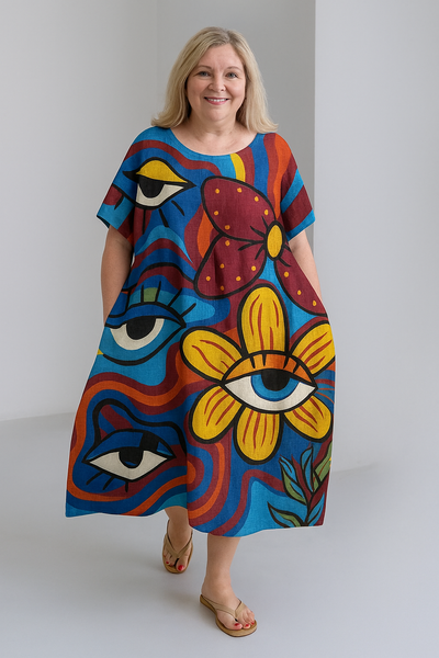 Vibrant Tummy Covering Dress | PEONY