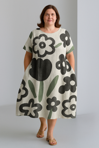 Loose Fit Tummy Covering Dress | ROSE