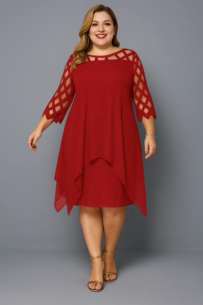 Elegant Lace Sleeve Tummy Covering Dress | MALAGA