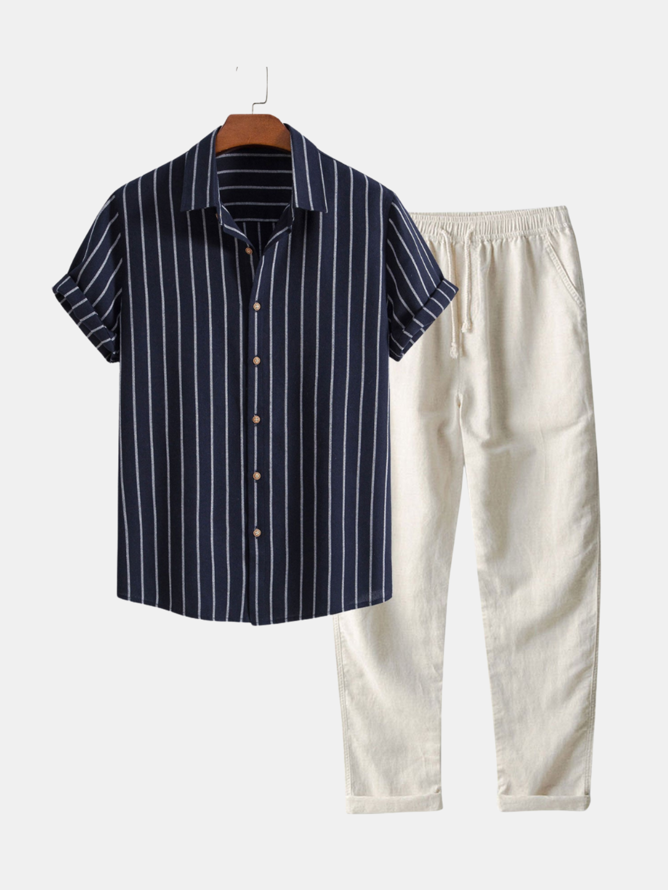 Striped Shirt & Relaxed Trousers Set