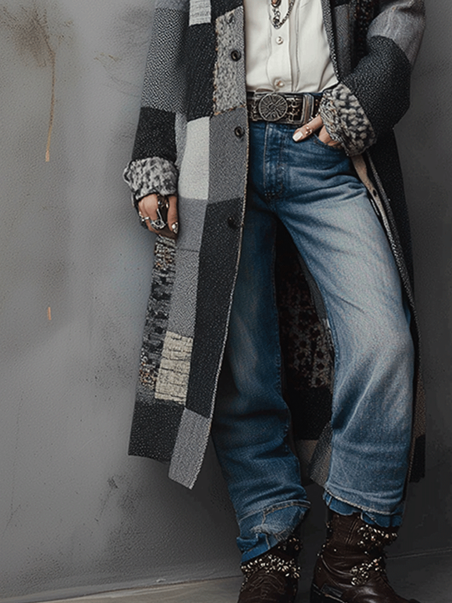 Bohemian Retro Patchwork Long Coat