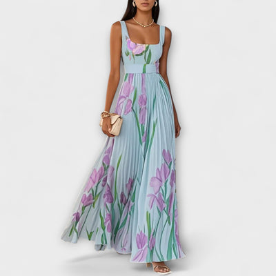 Penelope™ | Folded Floral Chiffon Maxi Dress
