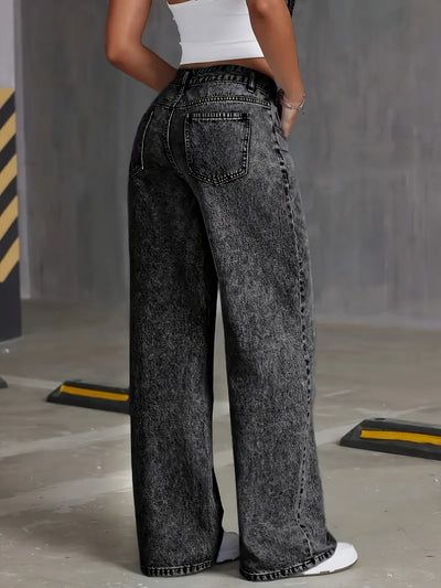 Stone Wash Street Wide-Leg Jeans